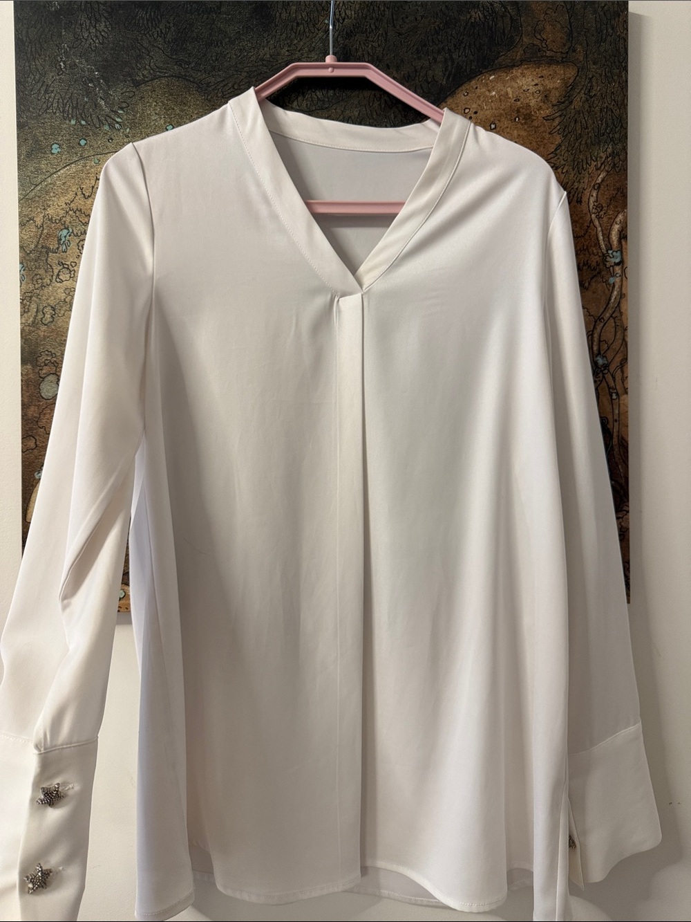 Elegant Women's Cream V-Neck Blouse